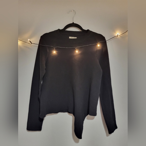 Madewell Elwood Knot Front Top Black Long Sleeve Medium - Picture 5 of 10